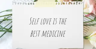 self love quote with floral background pin
